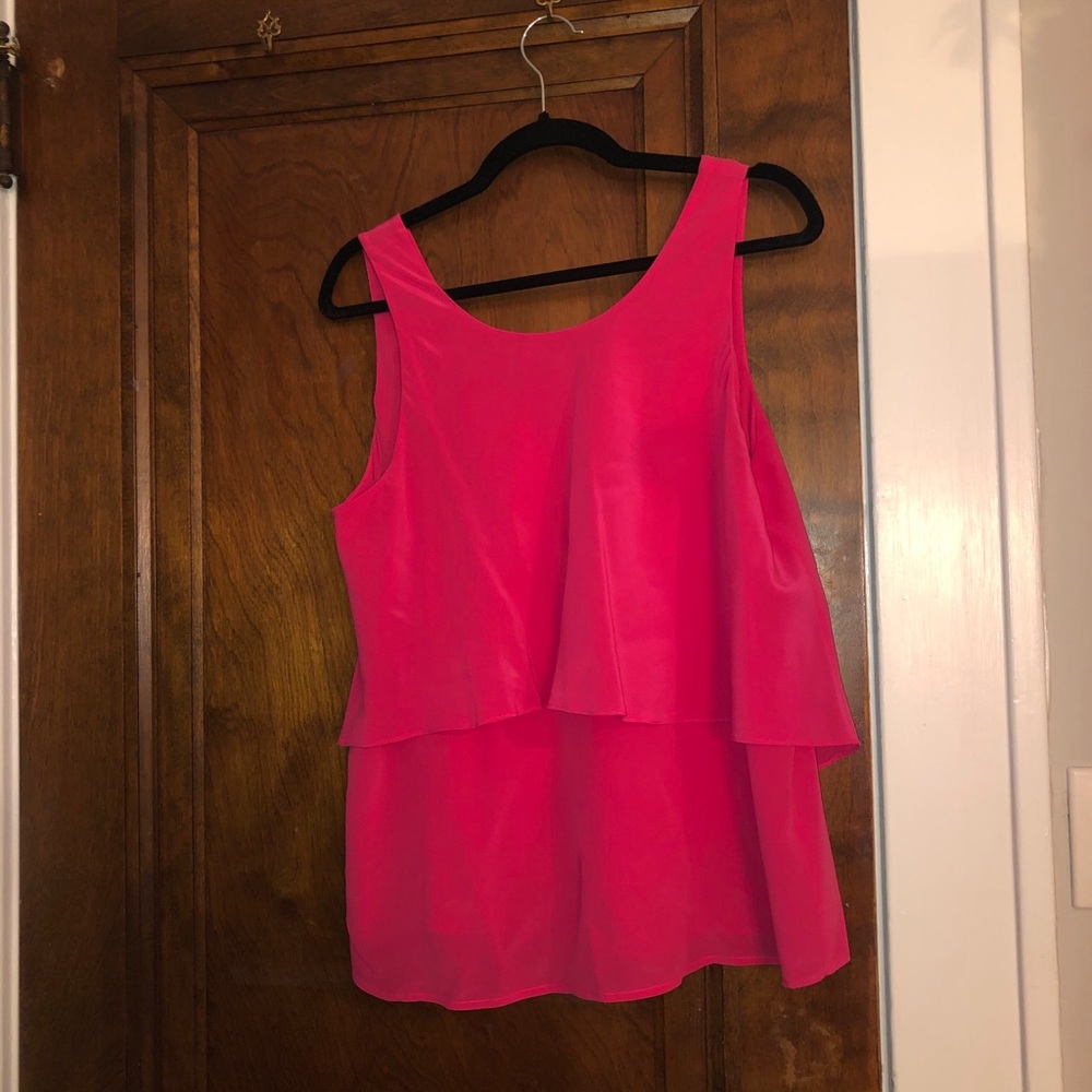 100% silk Hot Pink Large Trina Turk blouse